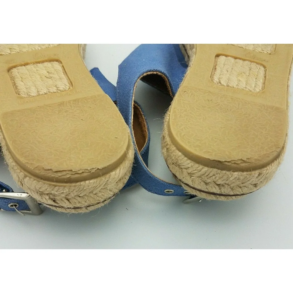 Castaner Denim Platform Sandals Espadrilles Thong Blue Womens Slingback 6.5 / 37